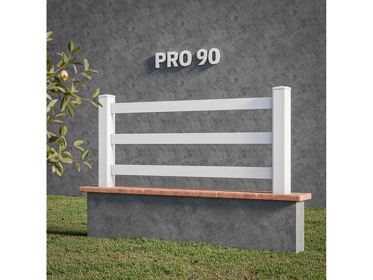 Kit Clôture PRO PVC Blanc H. 90 cm x L. 11.30 m - 3 Lisses