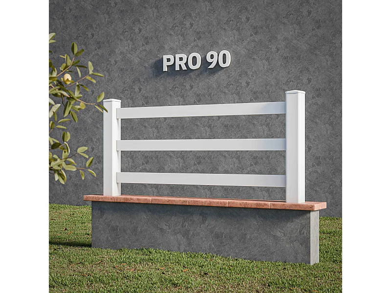 Kit Clôture PRO PVC Blanc H. 90 cm x L. 11.30 m - 3 Lisses
