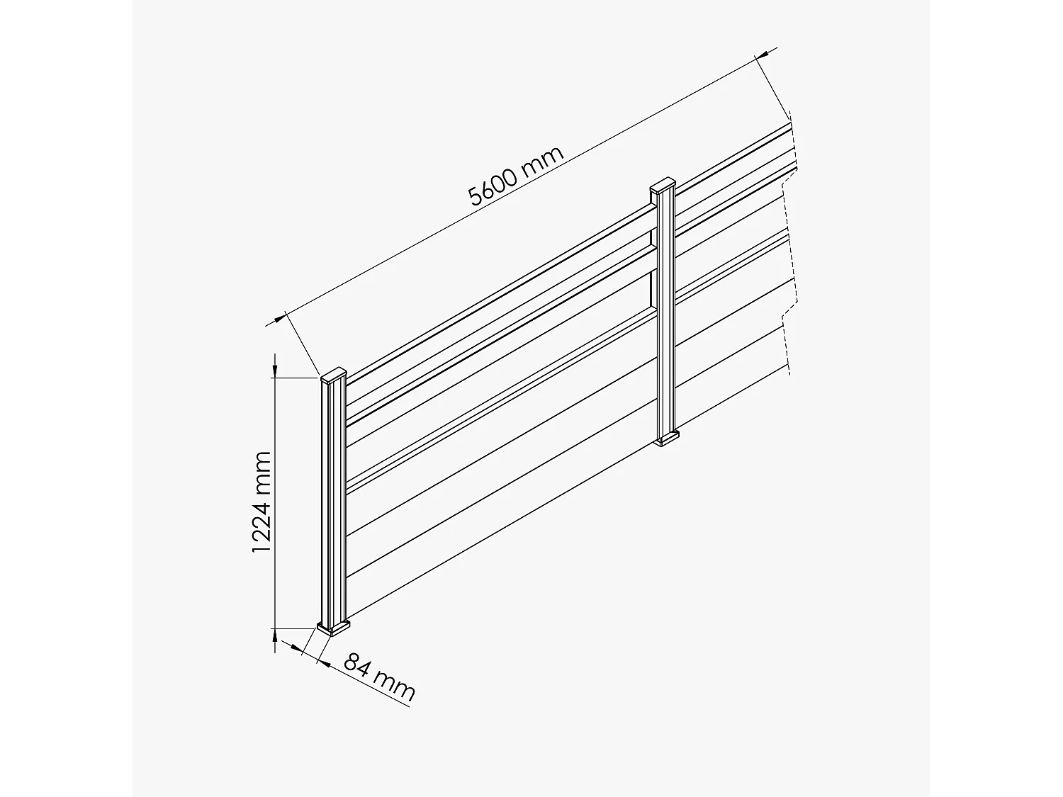 Kit Clôture SLIM PVC Blanc H. 120 cm x L. 5.60 m - 2 Lisses + 3 Soubassements