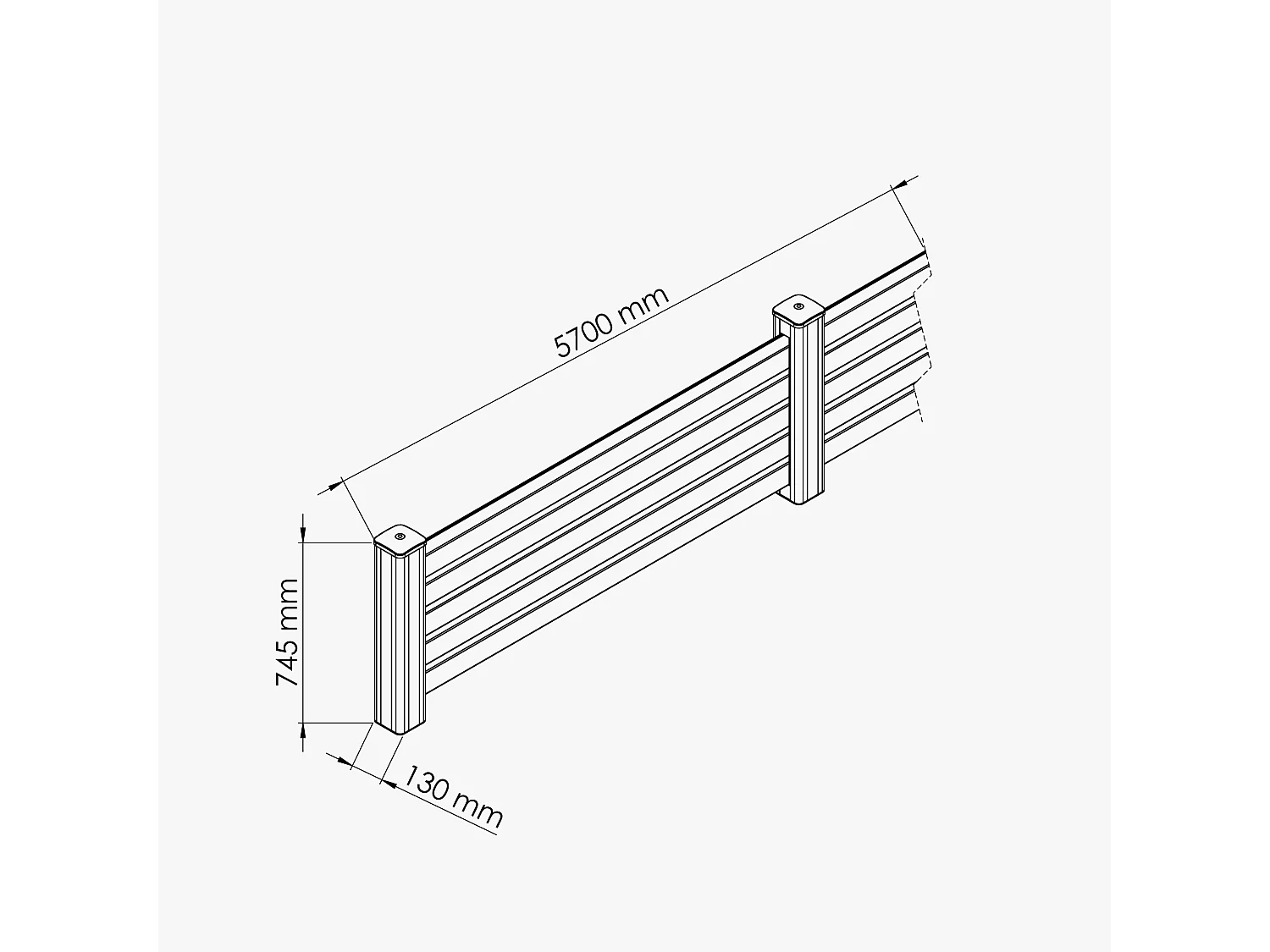 Kit Clôture PRO PVC Blanc H. 72 cm x L. 5.70 m - 5 Lisses claire-voie