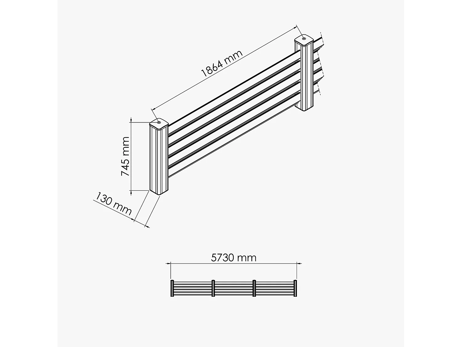 Kit Clôture PRO PVC Blanc H. 72 cm - 5 Lisses claire-voie - 5,70 m