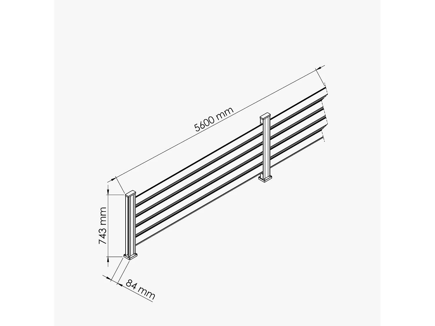 Kit Clôture SLIM PVC Blanc H. 72 cm x L. 5.60 m - 5 Lisses claire-voie