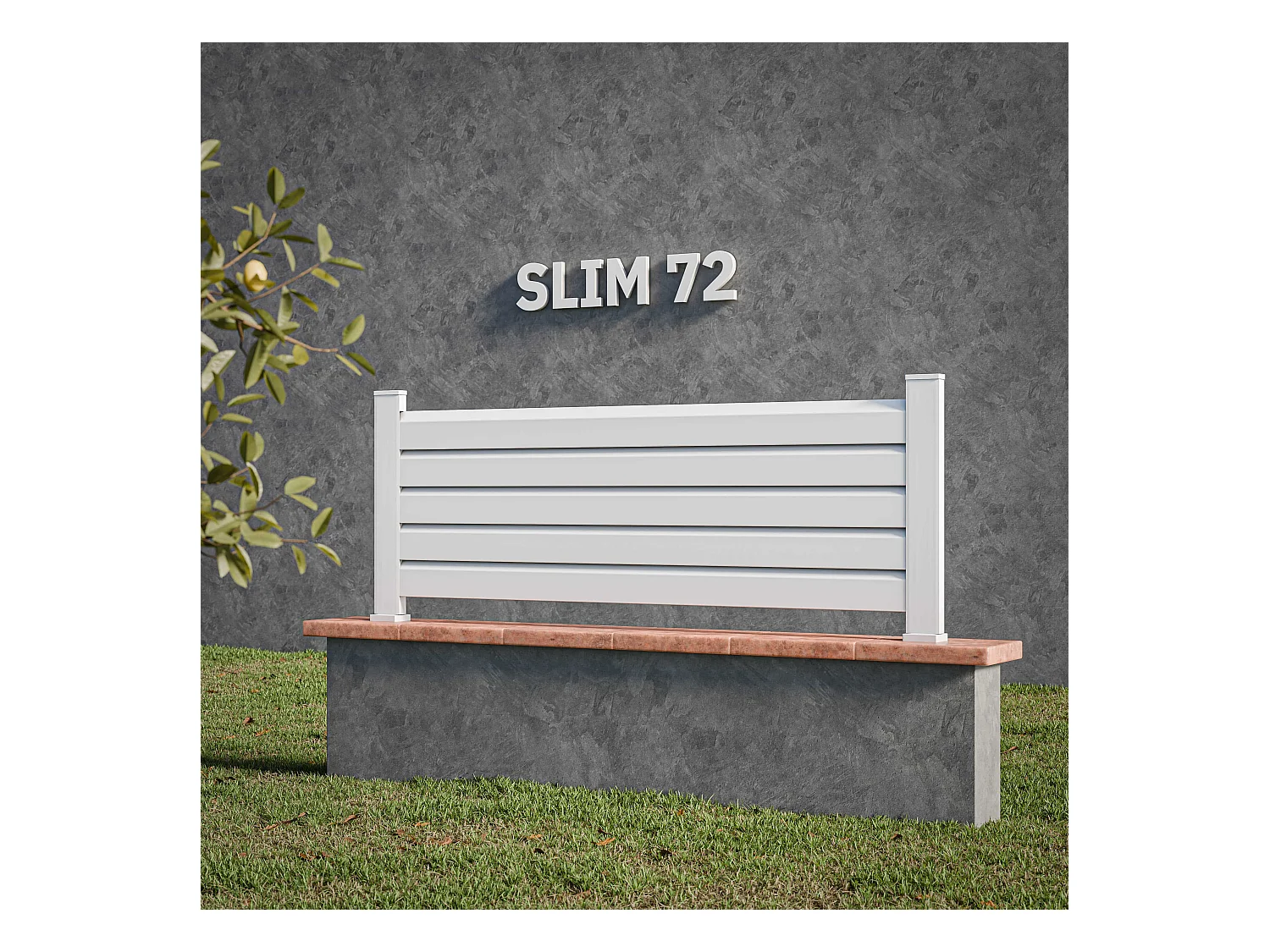 Kit Clôture SLIM PVC Blanc H. 72 cm x L. 5.60 m - 5 Lisses claire-voie