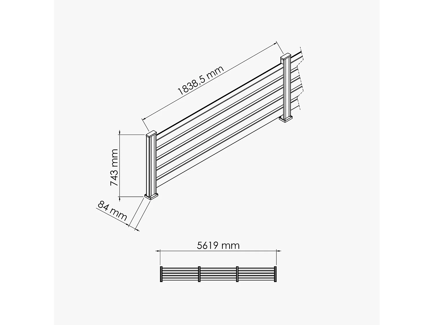 Kit Clôture SLIM PVC Blanc H. 72 cm - 5 Lisses claire-voie - 5,60 m