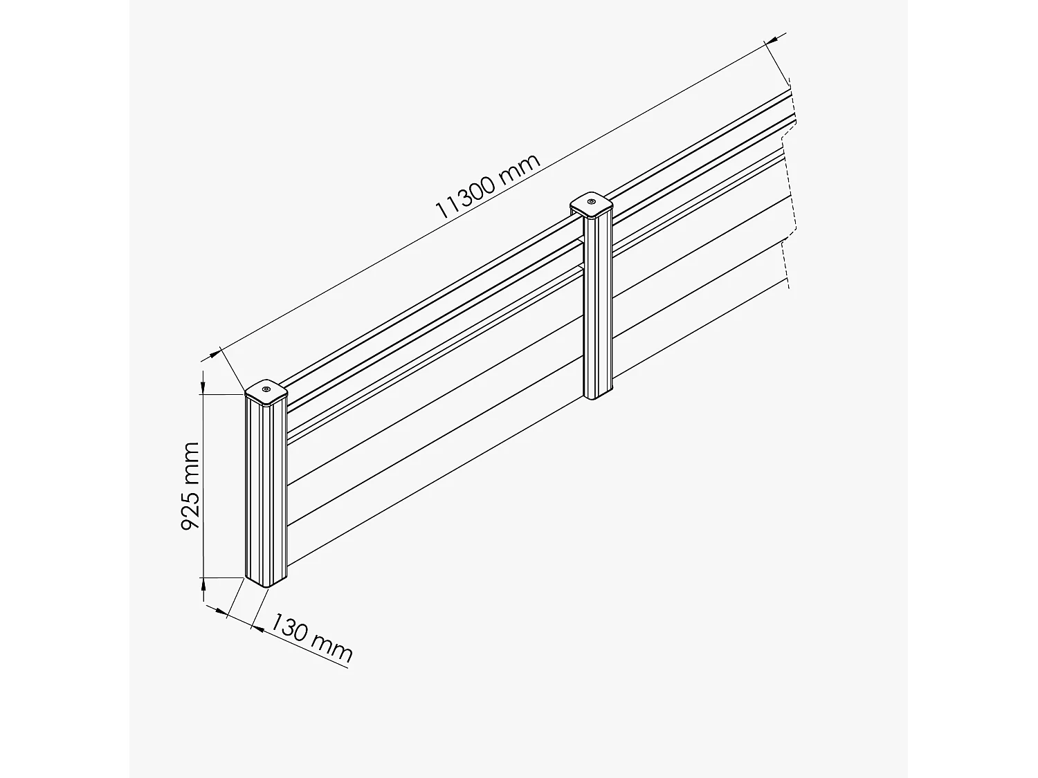 Kit Clôture PRO PVC Blanc H. 90 cm x L. 11.30 m - 2 Lisses + 3 Soubassements