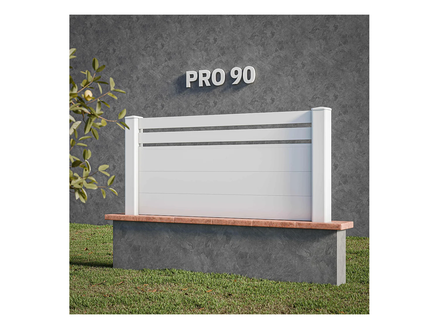 Kit Clôture PRO PVC Blanc H. 90 cm x L. 11.30 m - 2 Lisses + 3 Soubassements