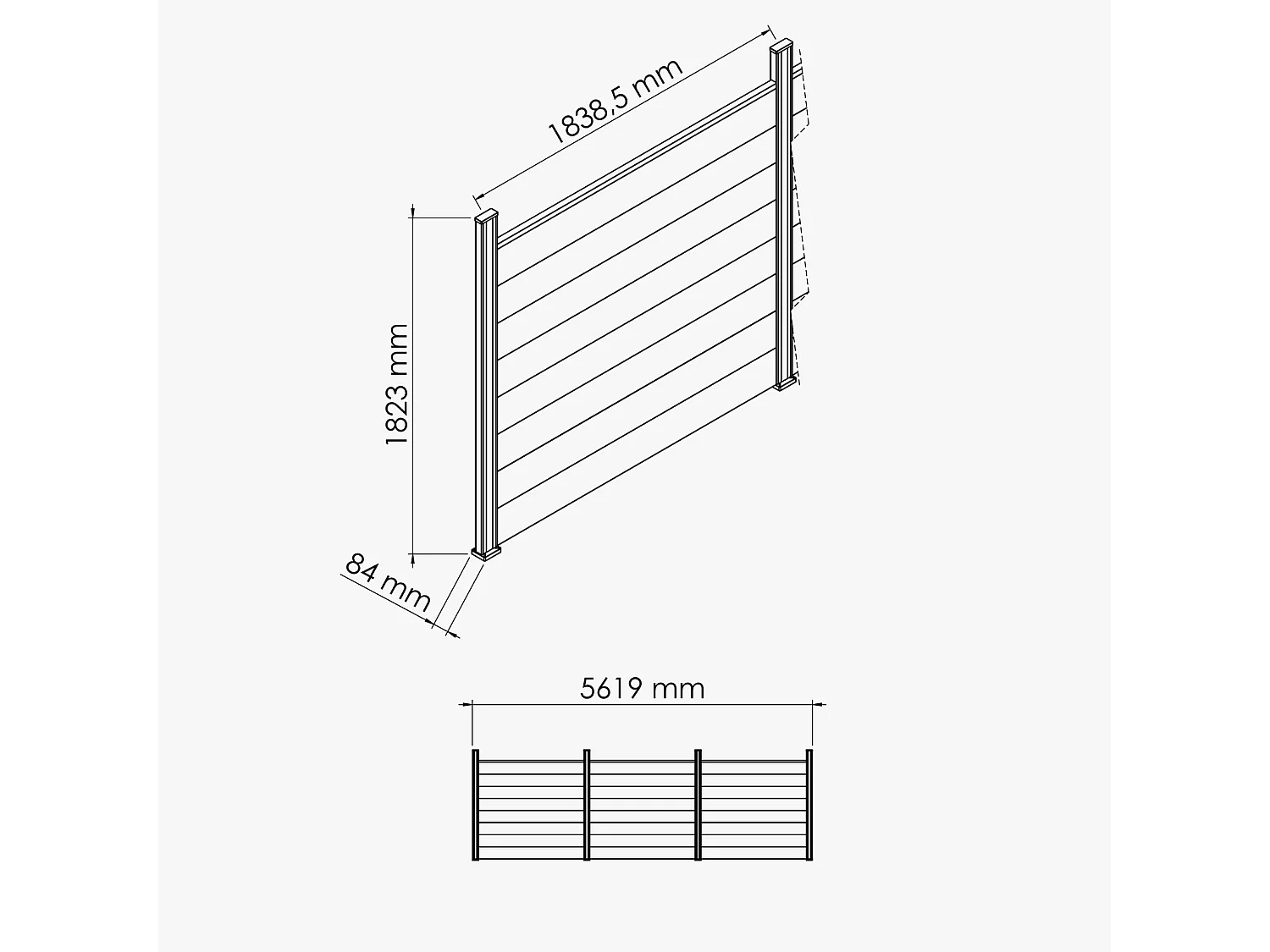 Kit Clôture SLIM PVC Blanc H. 180 cm - 8 Soubassements - 5,60 m