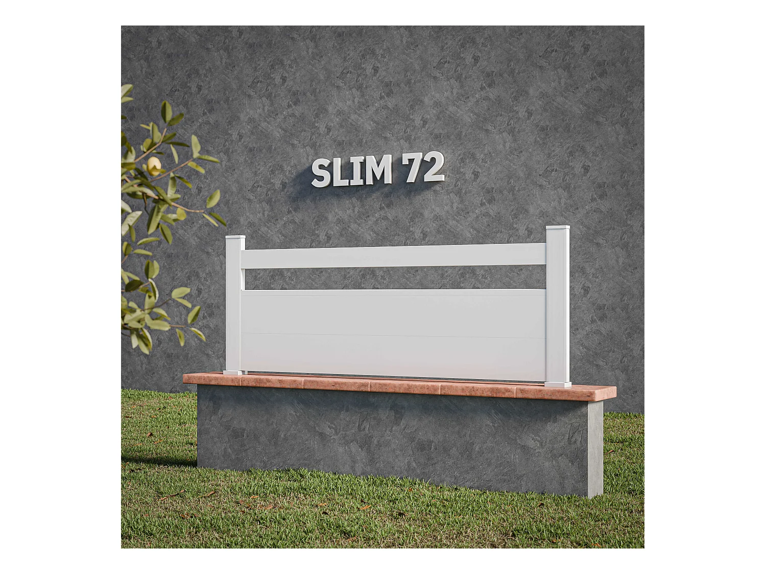 Kit Clôture SLIM PVC Blanc H. 72 cm x L. 11.10 m - 1 lisse + 2 soubassements