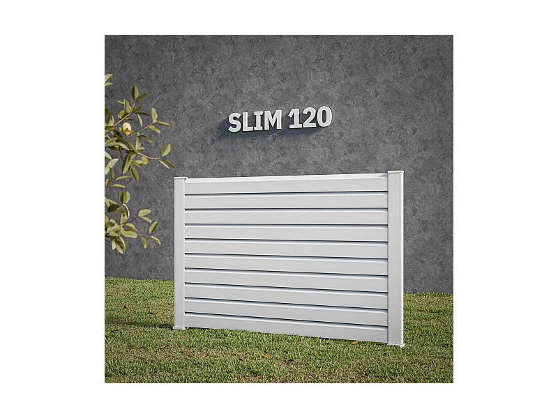 Kit Clôture SLIM PVC Blanc H. 120 cm x L. 11.10 m - 10 Lisses claire-voie
