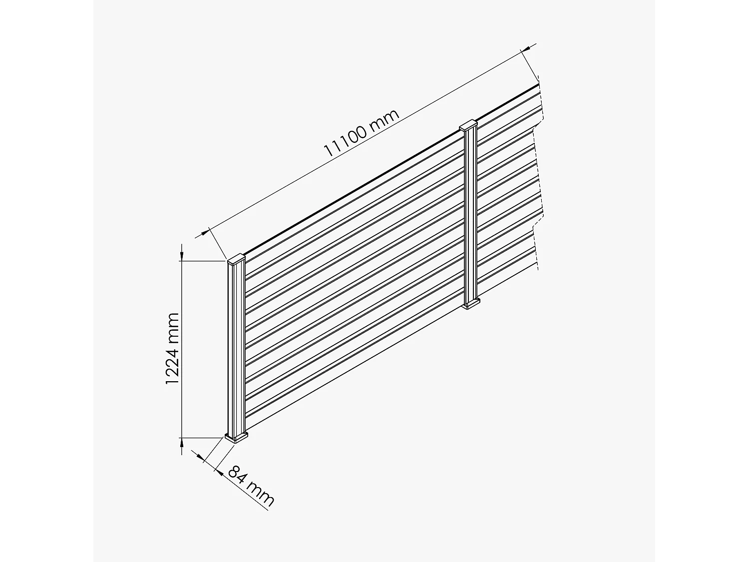 Kit Clôture SLIM PVC Blanc H. 120 cm x L. 11.10 m - 10 Lisses claire-voie