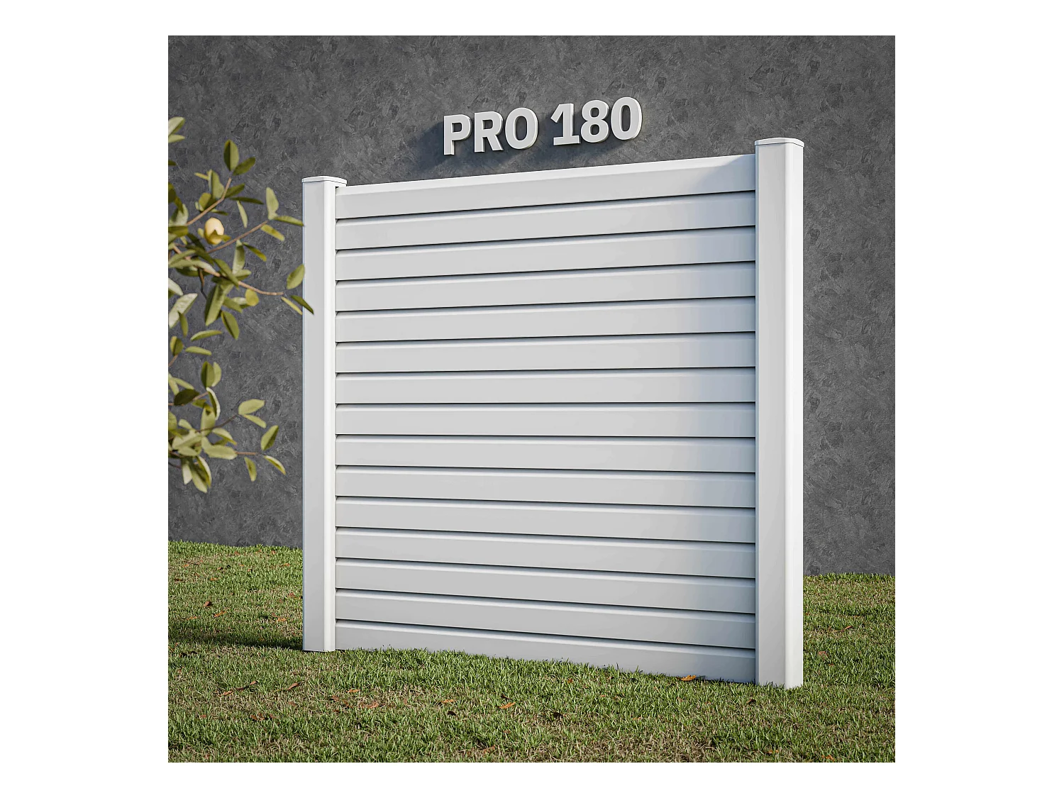 Kit Clôture PRO PVC Blanc H. 180 cm x L. 5.70 m - 15 Lisses claire-voie
