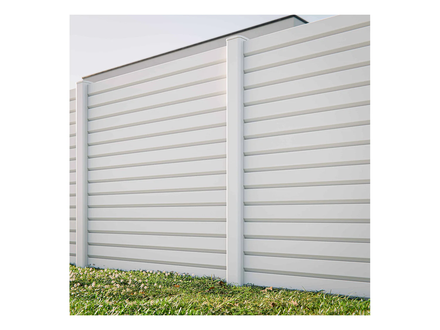 Kit Clôture PRO PVC Blanc H. 180 cm x L. 5.70 m - 15 Lisses claire-voie