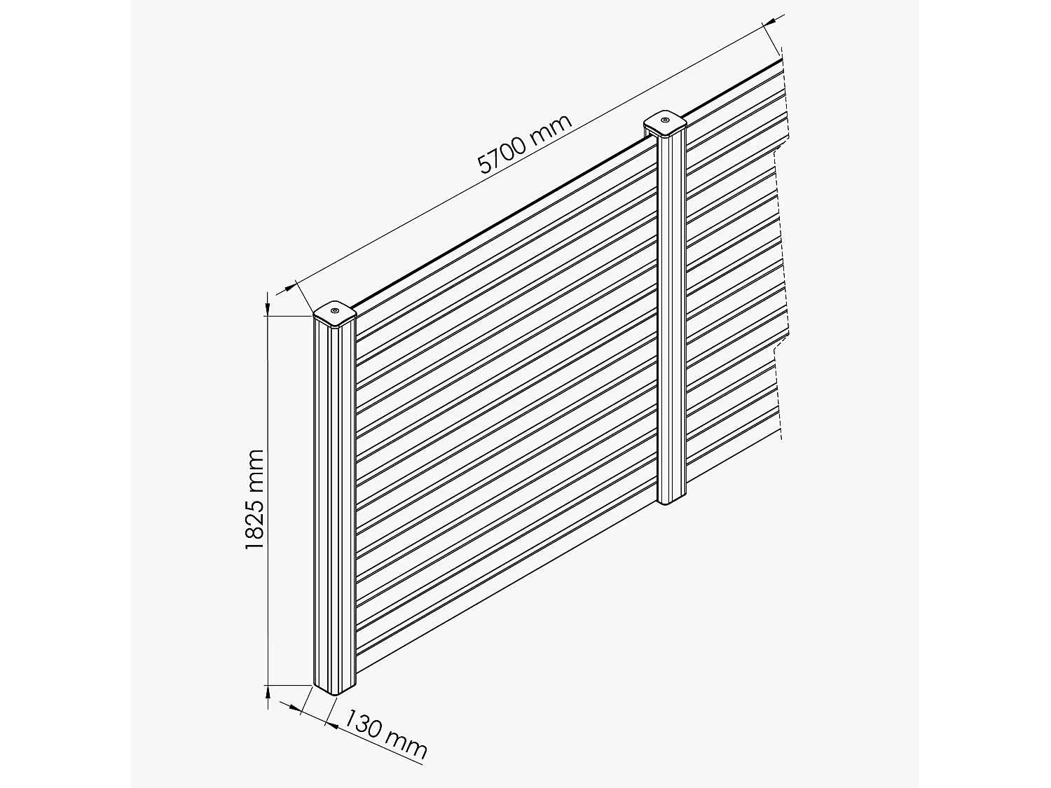 Kit Clôture PRO PVC Blanc H. 180 cm x L. 5.70 m - 15 Lisses claire-voie
