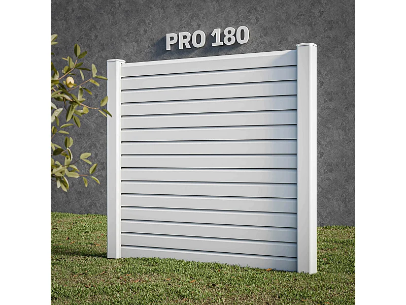 Kit Clôture PRO PVC Blanc H. 180 cm x L. 5.70 m - 15 Lisses claire-voie