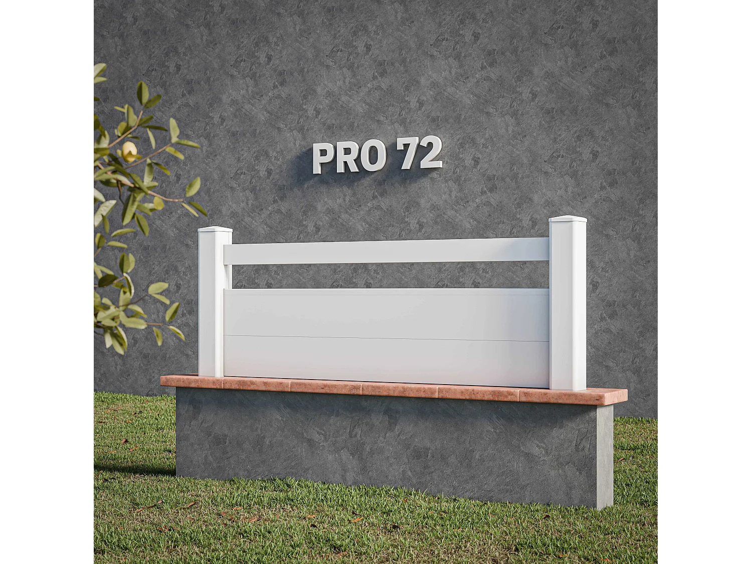 Kit Clôture PRO PVC Blanc H. 72 cm x L. 5.70 m - 1 Lisse + 2 Soubassements