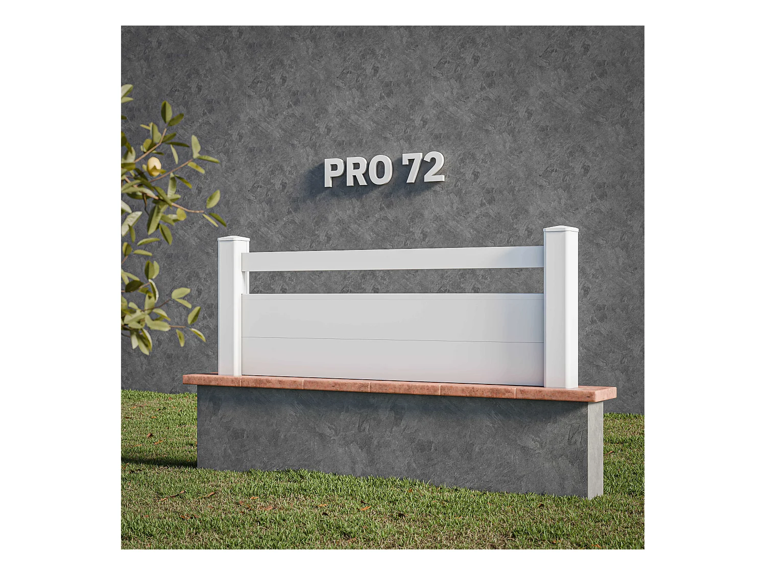 Kit Clôture PRO PVC Blanc H. 72 cm x L. 5.70 m - 1 Lisse + 2 Soubassements