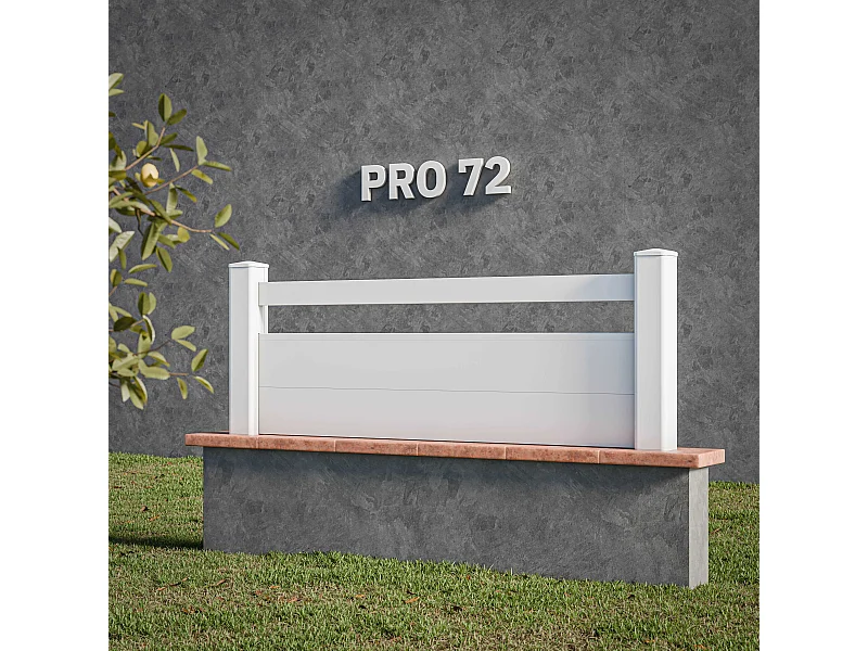 Kit Clôture PRO PVC Blanc H. 72 cm x L. 5.70 m - 1 Lisse + 2 Soubassements