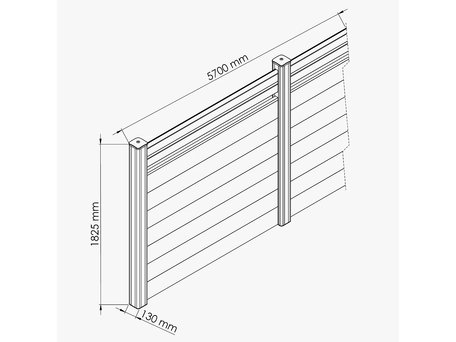 Kit Clôture PRO PVC Blanc H. 180 cm x L. 5.70 m - 2 Lisses claire-voie + 7 Soubassements