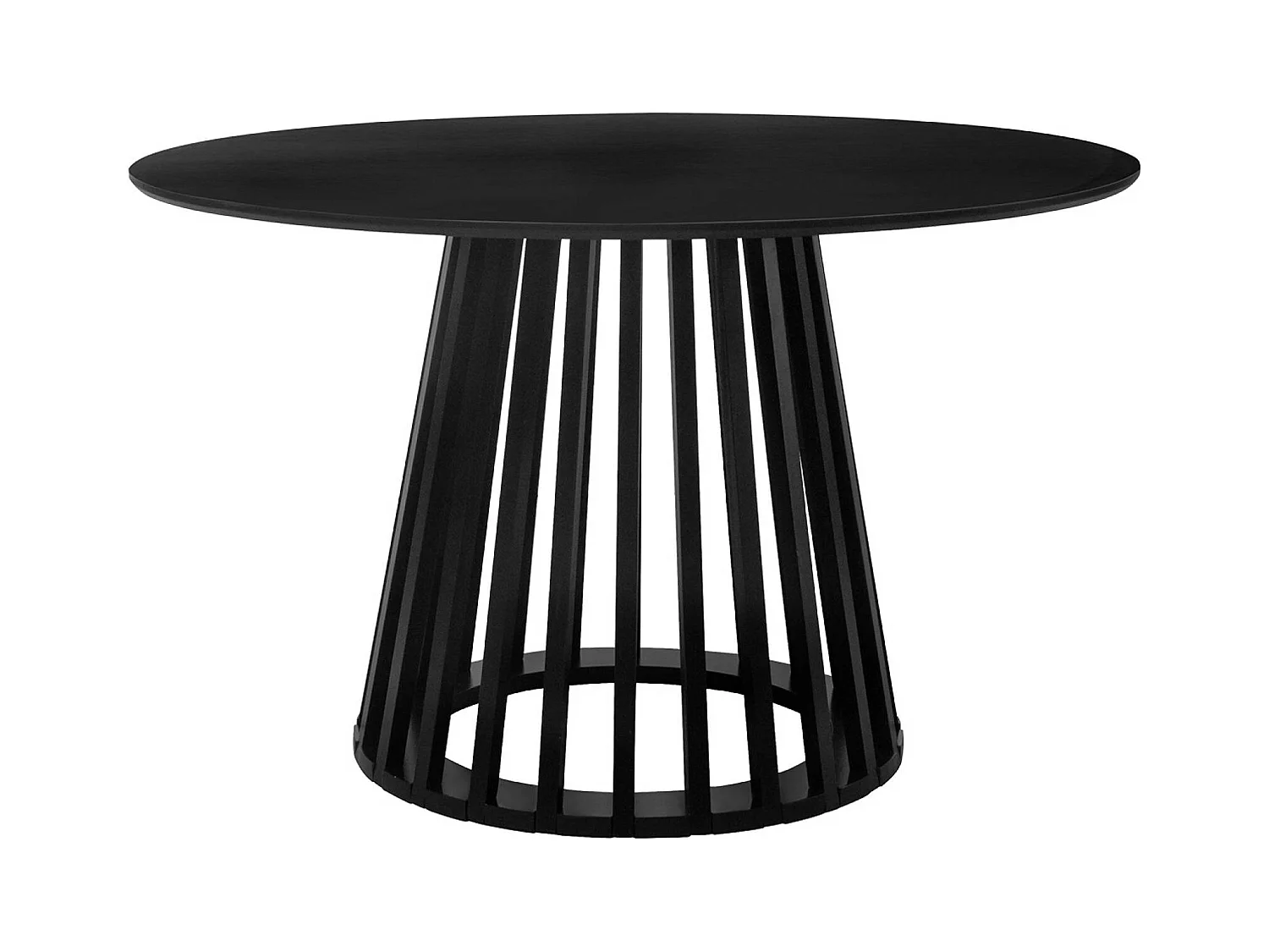 Table à manger effet bois noir. pieds bois de sapin 4 places Ø120cm