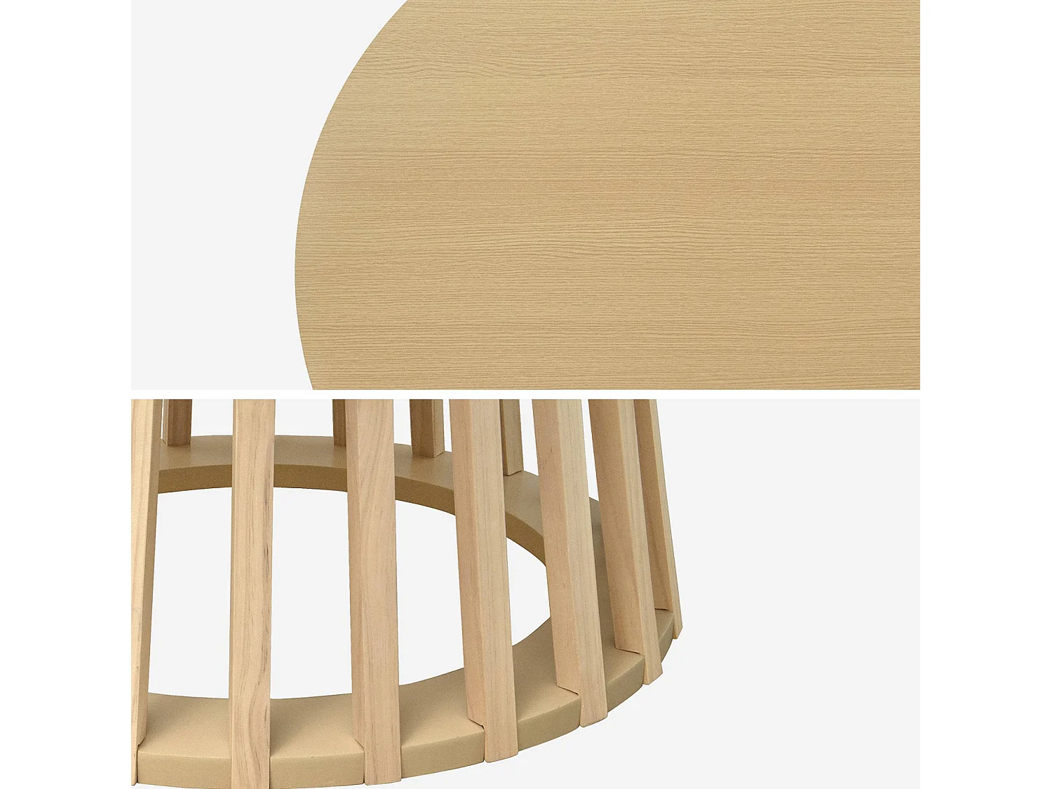 Tavolo da pranzo effetto legno, 4 posti a sedere, quercia