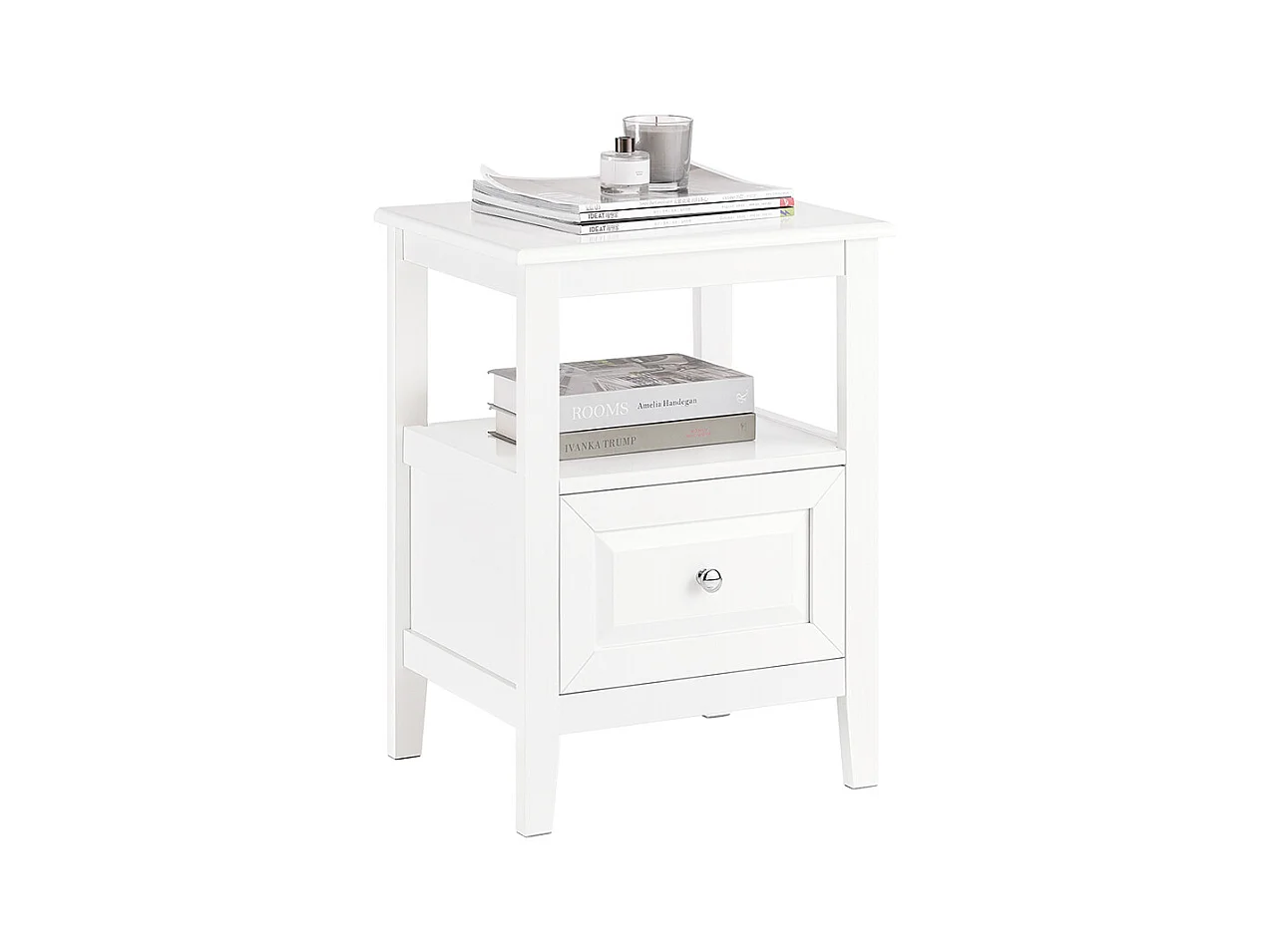 SoBuy Table de Chevet, Table d'Appoint, Bout de Canapé avec 1 Tiroir, Table de Nuit Convient pour Tout Lit et Toute Chambre, Blanc, 45 x 35 x 60 cm, FBT131-W