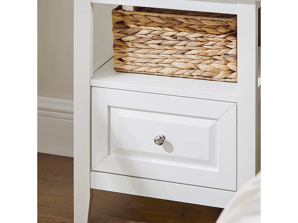 SoBuy Table de Chevet, Table d'Appoint, Bout de Canapé avec 1 Tiroir, Table de Nuit Convient pour Tout Lit et Toute Chambre, Blanc, 45 x 35 x 60 cm, FBT131-W