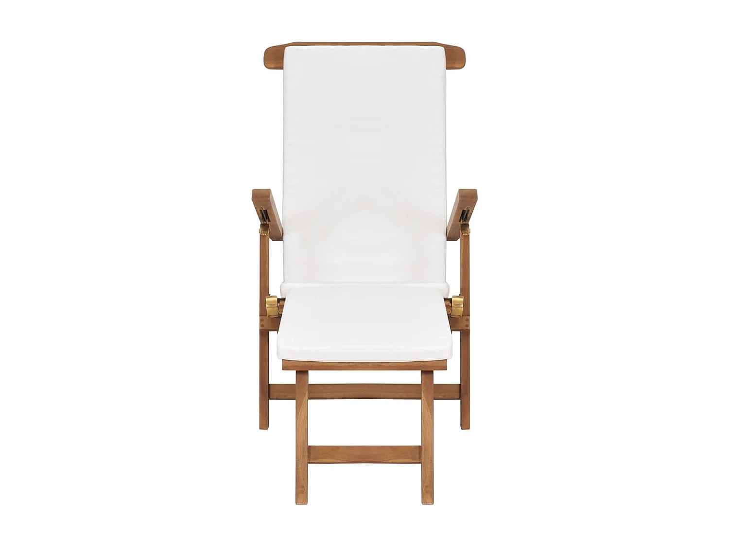 Espreguiçadeira espreguiçadeira espreguiçadeira jardim cama terraço móveis de exterior com almofada branca creme madeira maciça de teca 02_0012304