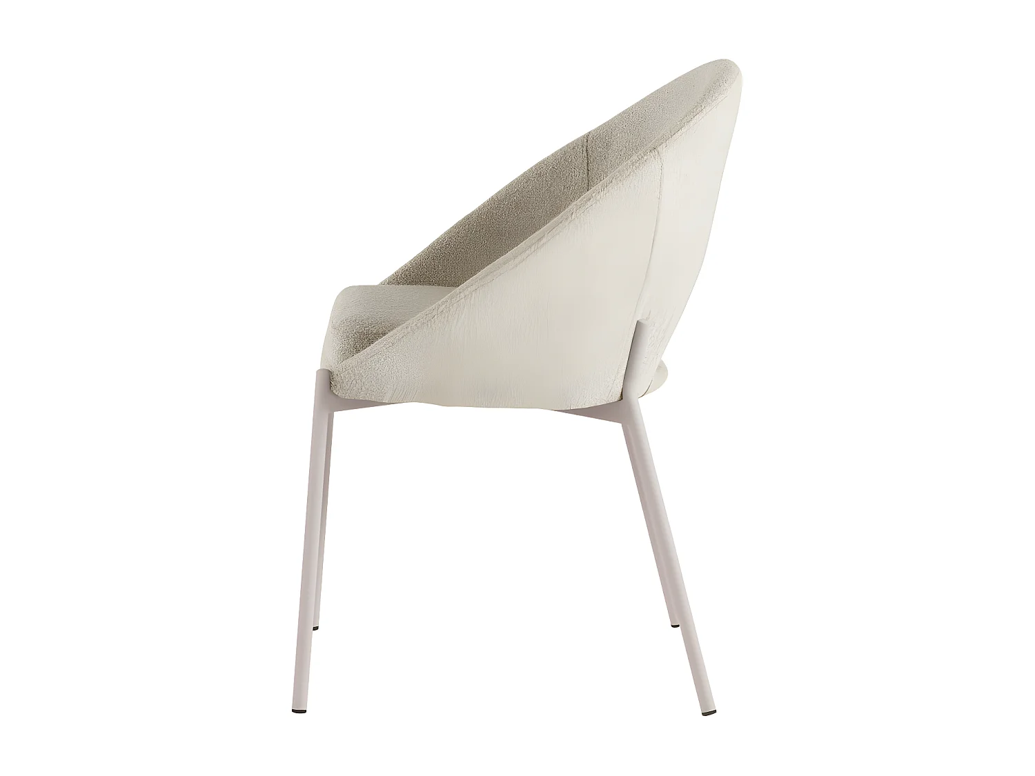 Frida - Lot de 2 chaises en tissu bouclette et métal - Beige