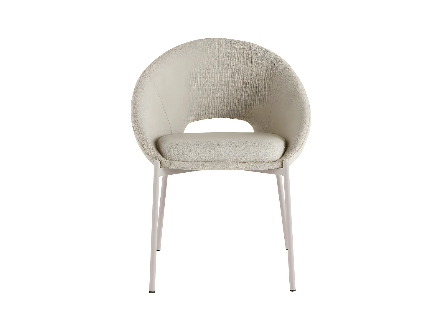 Frida - Lot de 2 chaises en tissu bouclette et métal - Beige