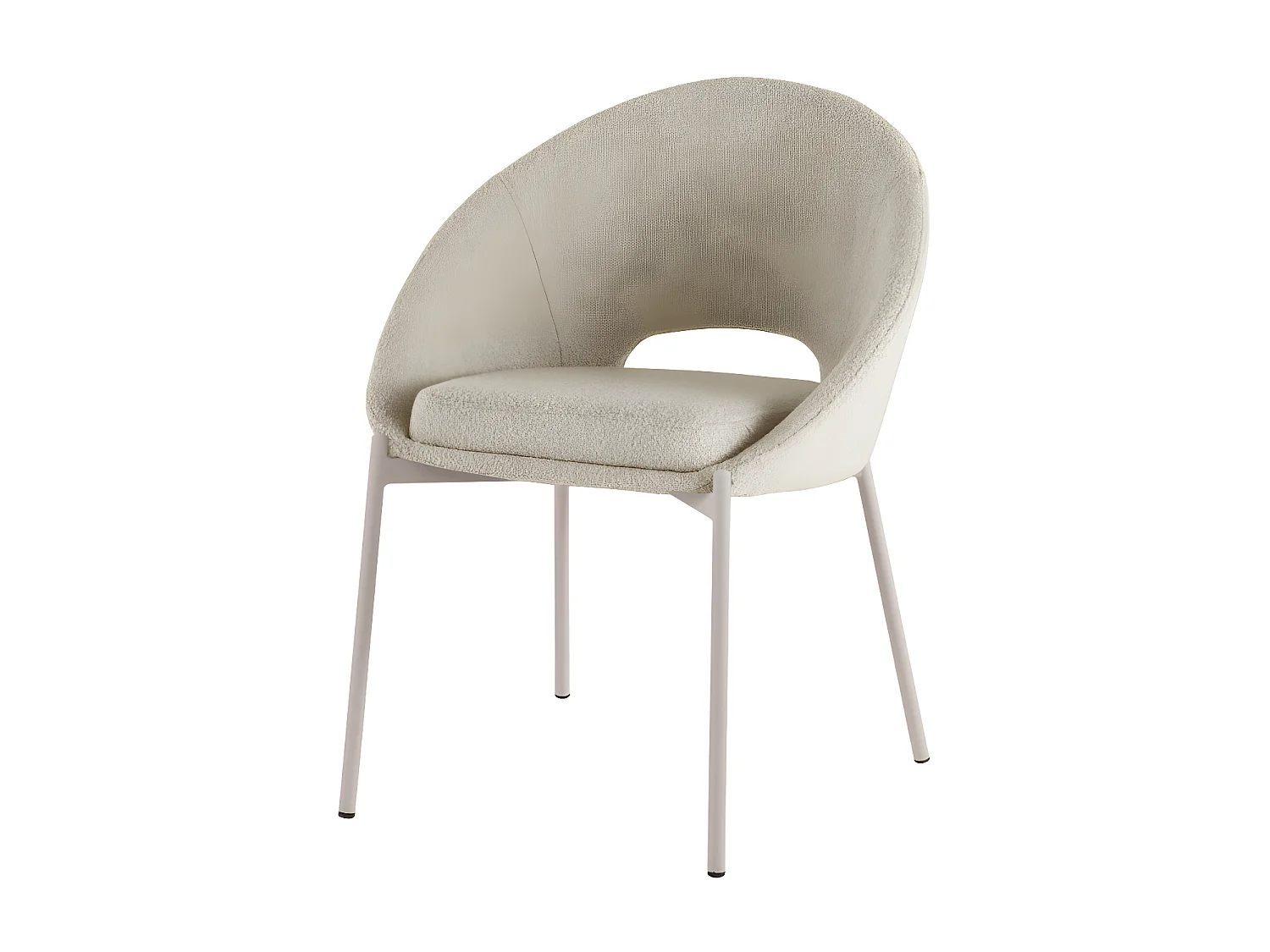 Frida - Lot de 2 chaises en tissu bouclette et métal - Beige