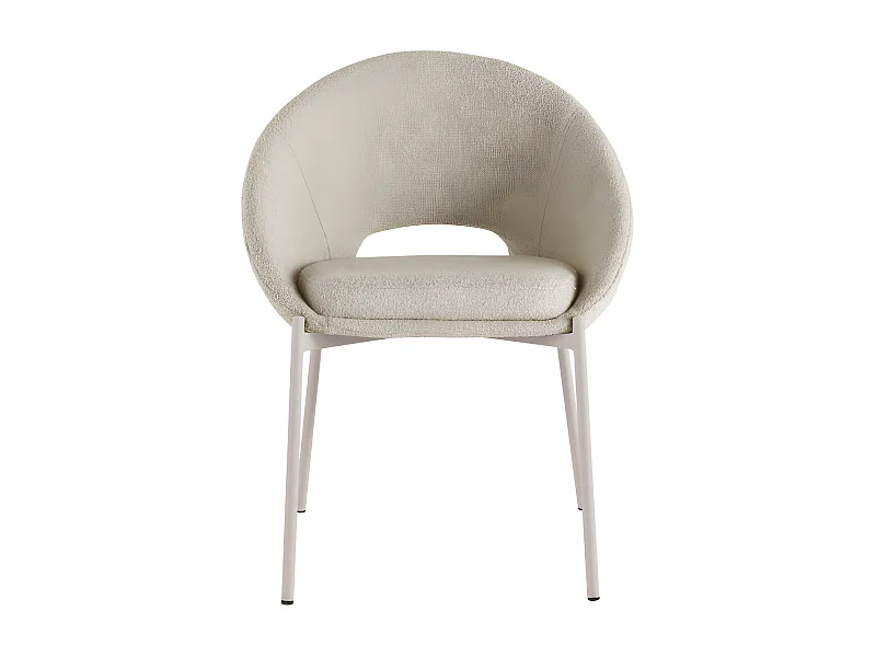 Frida - Lot de 2 chaises en tissu bouclette et métal - Beige