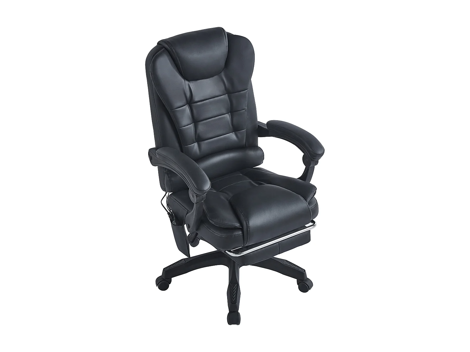 VCM Massage Chauffage Chaise de bureau Chaise de bureau pivotante Fauteuil de direction repose-pieds Chaise de jeu Alasko Plus (noir)