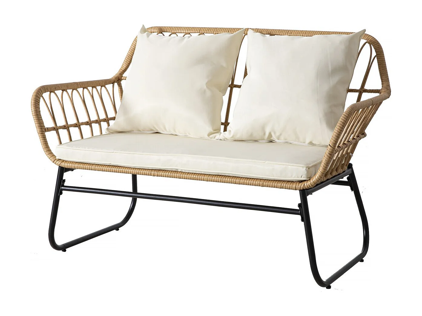 Salon de jardin rotin "Melo" - 4 personnes - Blanc/Marron