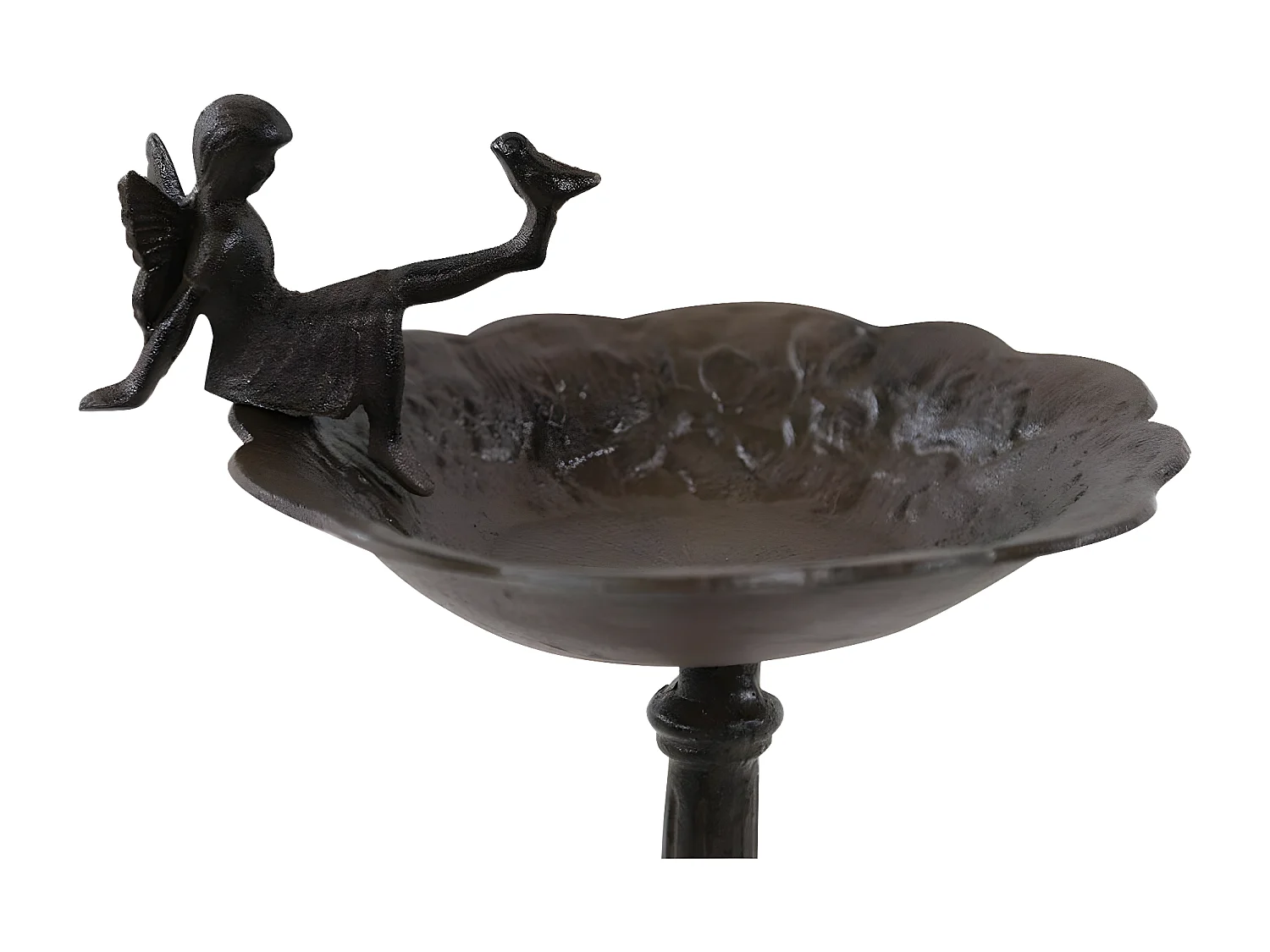 Abreuvoir oiseau ange sur pied fonte Fonte Marron - Décoration d'Autrefois