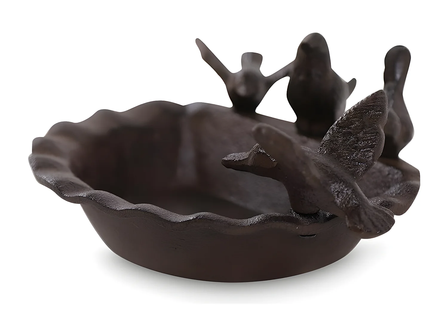 Abreuvoir 4 oiseaux fonte Fonte Marron - Décoration d'Autrefois