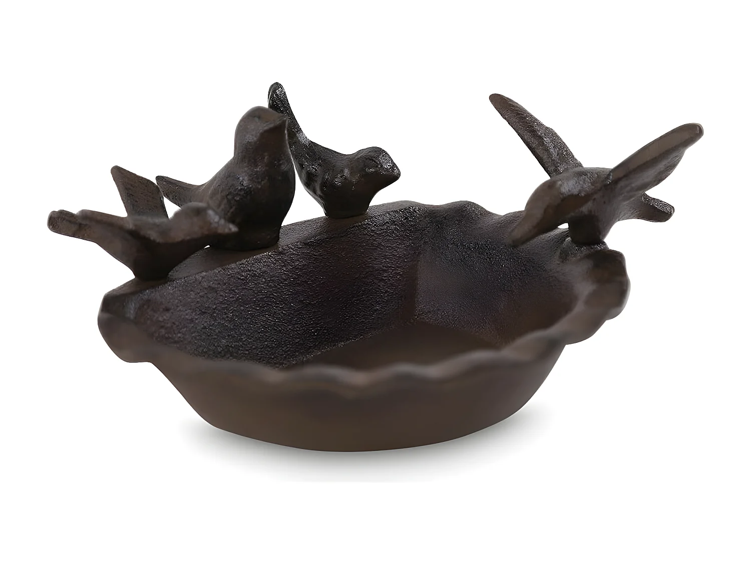 Abreuvoir 4 oiseaux fonte Fonte Marron - Décoration d'Autrefois