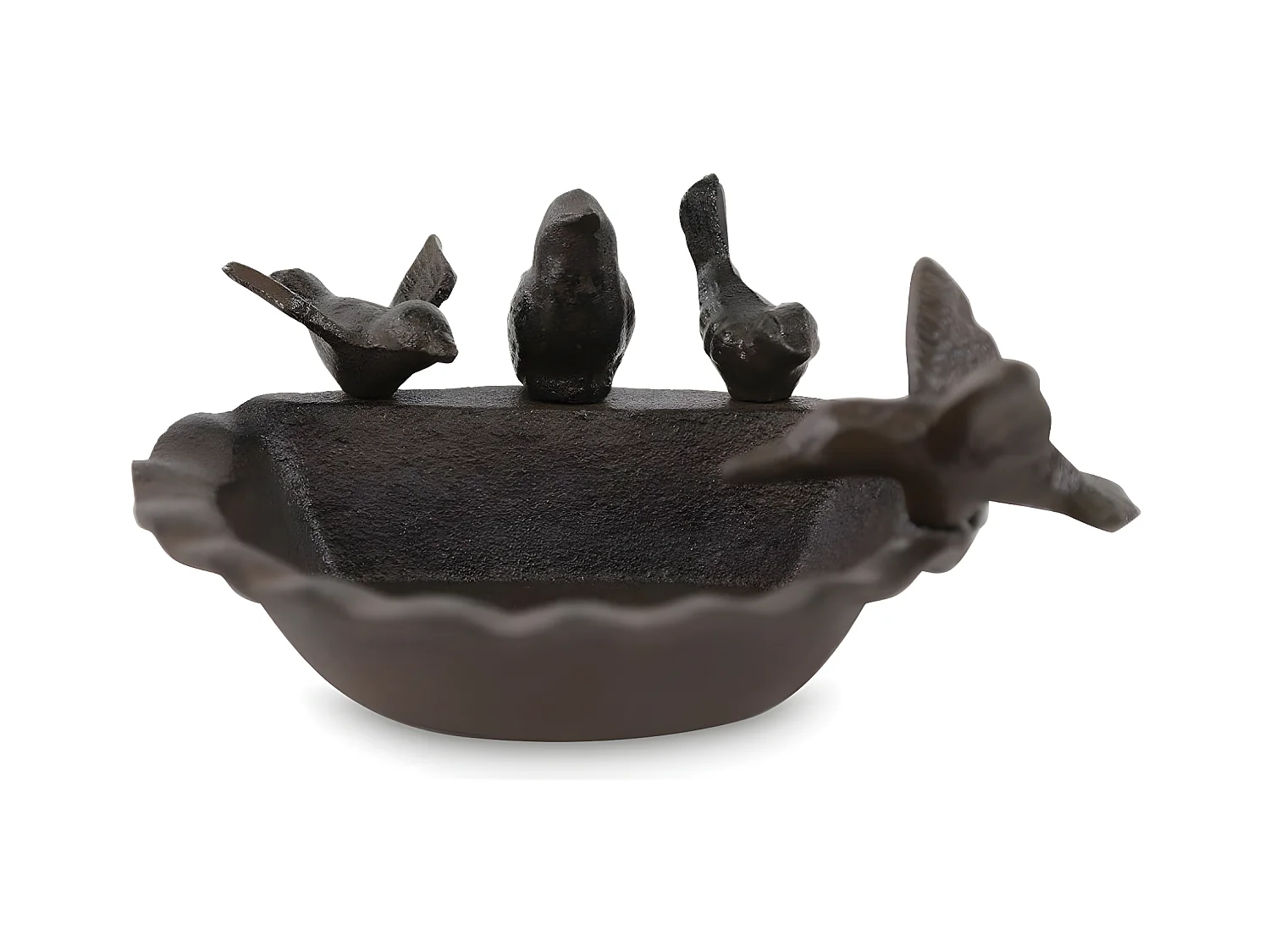 Abreuvoir 4 oiseaux fonte Fonte Marron - Décoration d'Autrefois