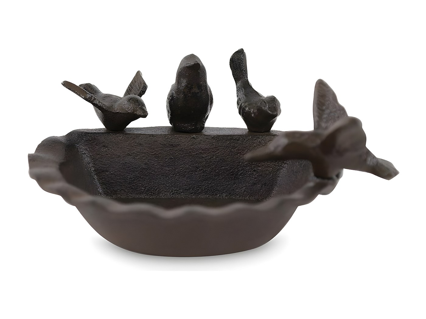 Abreuvoir 4 Oiseaux Fonte Marron 21.5x18.5x9cm