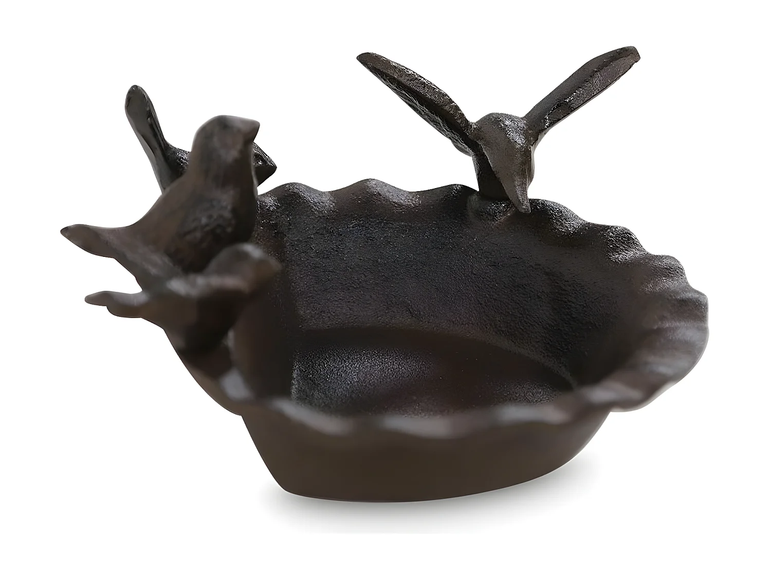 Abreuvoir 4 oiseaux fonte Fonte Marron - Décoration d'Autrefois