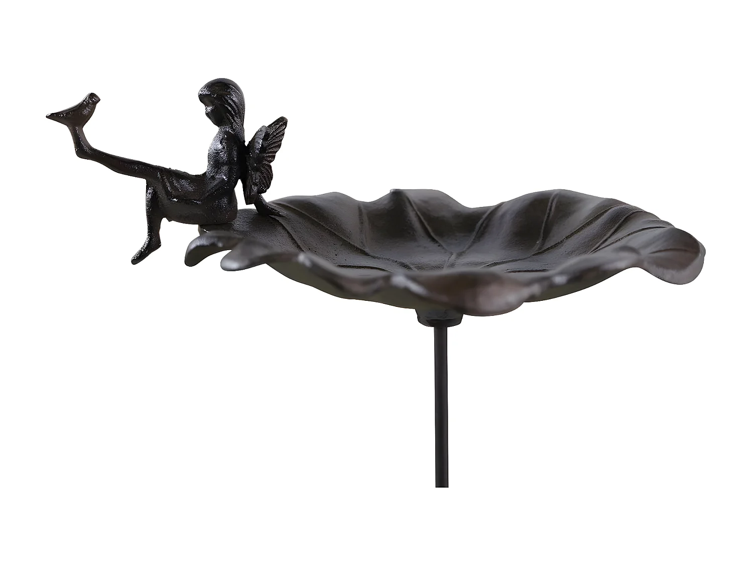 Abreuvoir oiseau ange sur pied fonte Fonte Marron - Décoration d'Autrefois