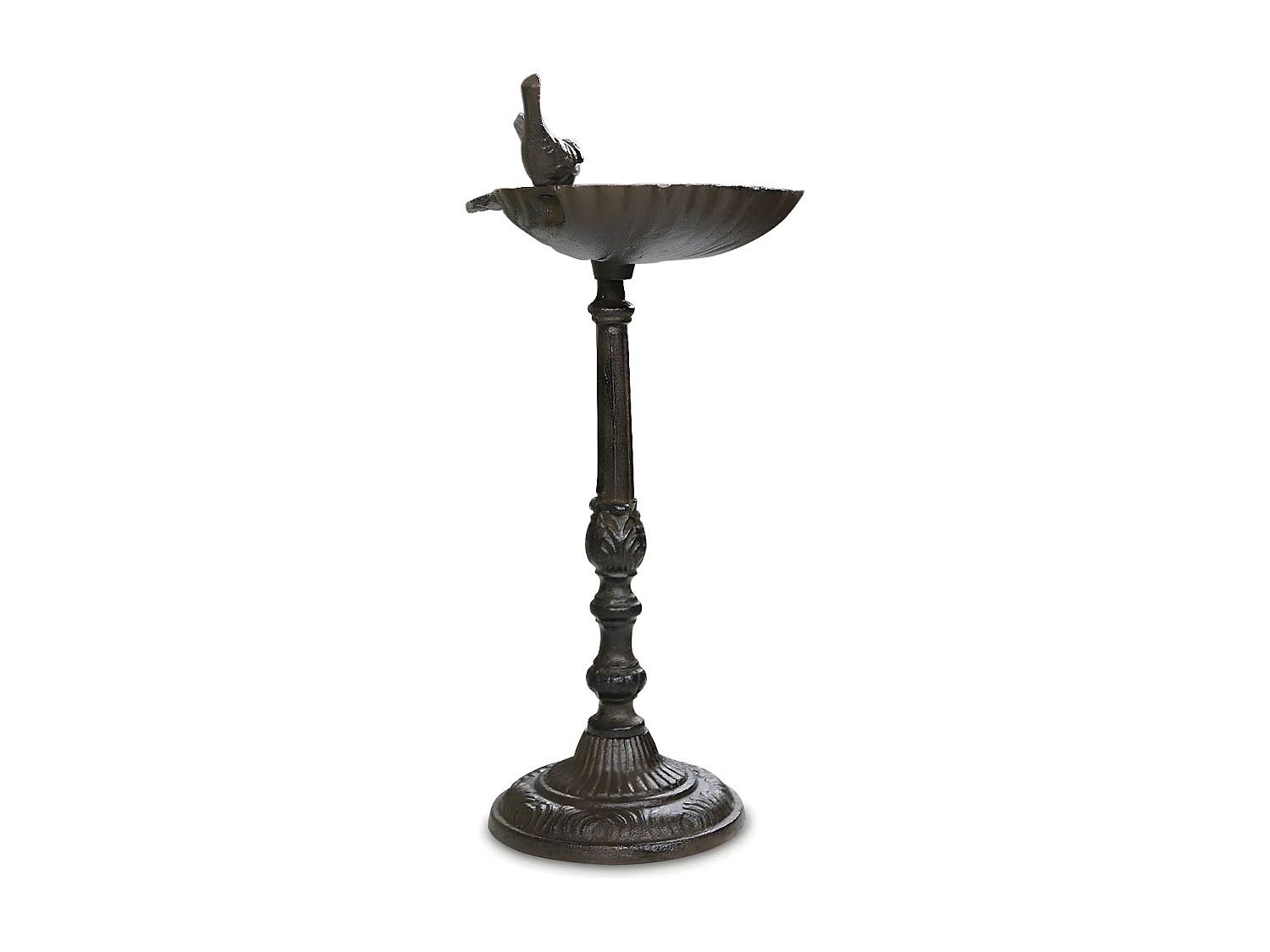 Abreuvoir 2 oiseaux sur pied fonte Fonte Marron - Décoration d'Autrefois