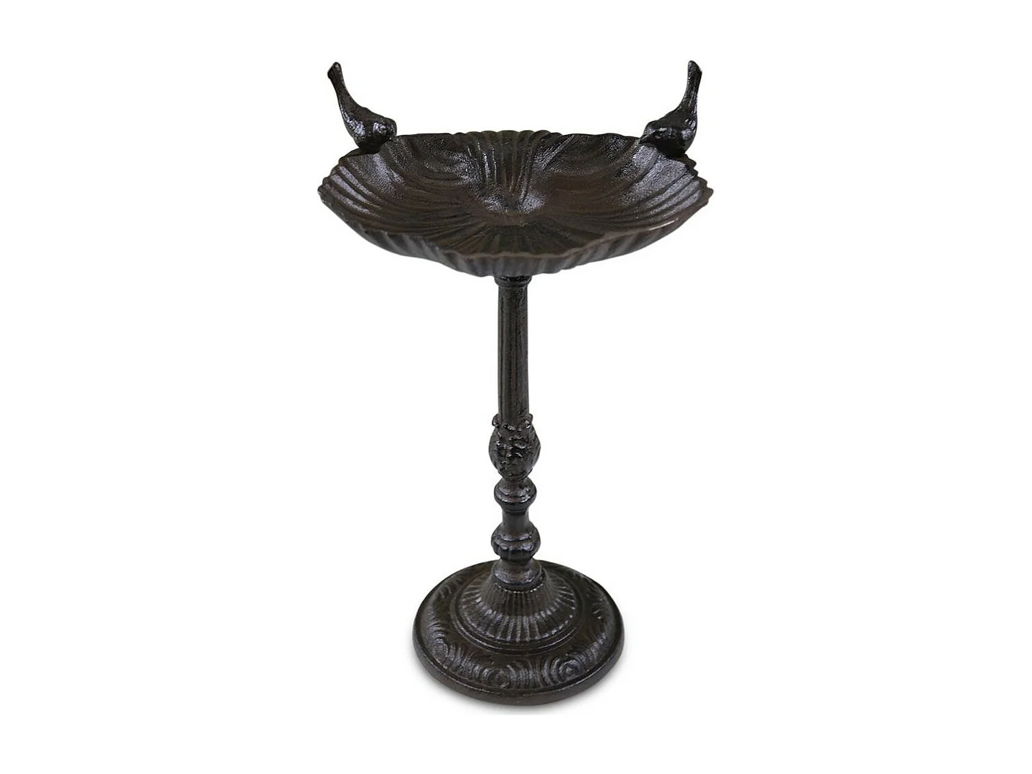 Abreuvoir 2 oiseaux sur pied fonte Fonte Marron - Décoration d'Autrefois