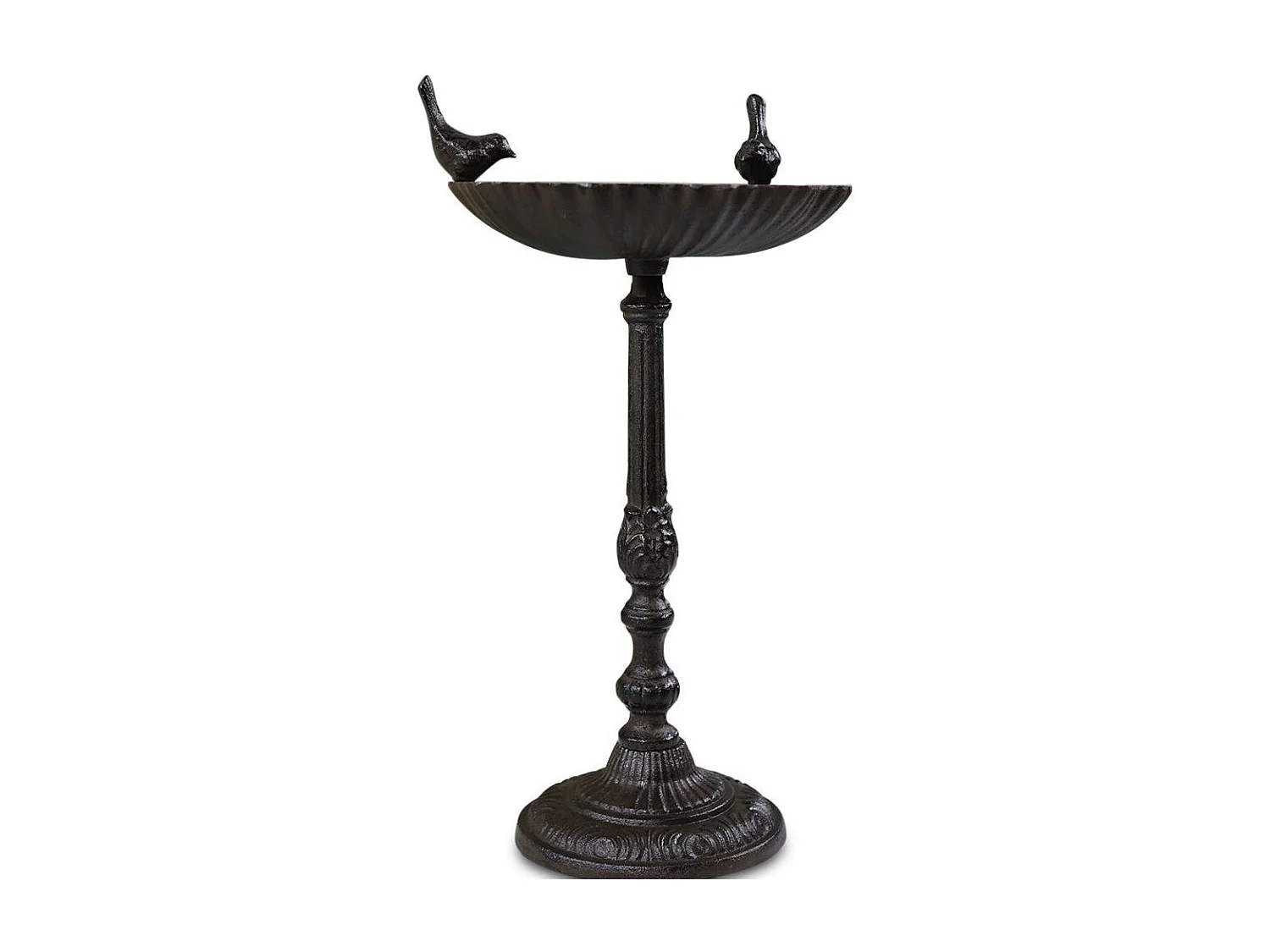 Abreuvoir 2 oiseaux sur pied fonte Fonte Marron - Décoration d'Autrefois