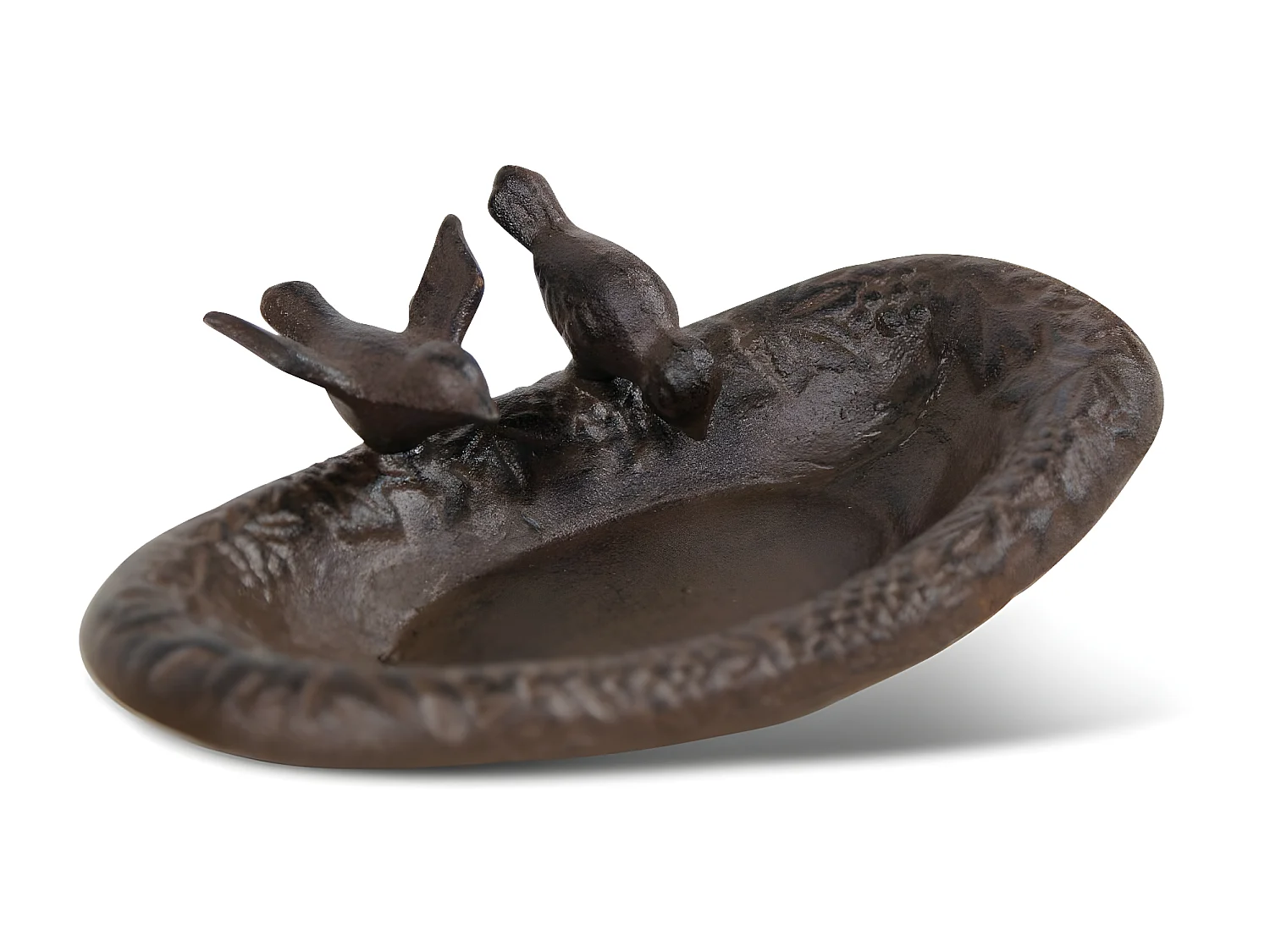 Abreuvoir 2 oiseaux fonte 23.5x14.5x6 Fonte Marron - Décoration d'Autrefois