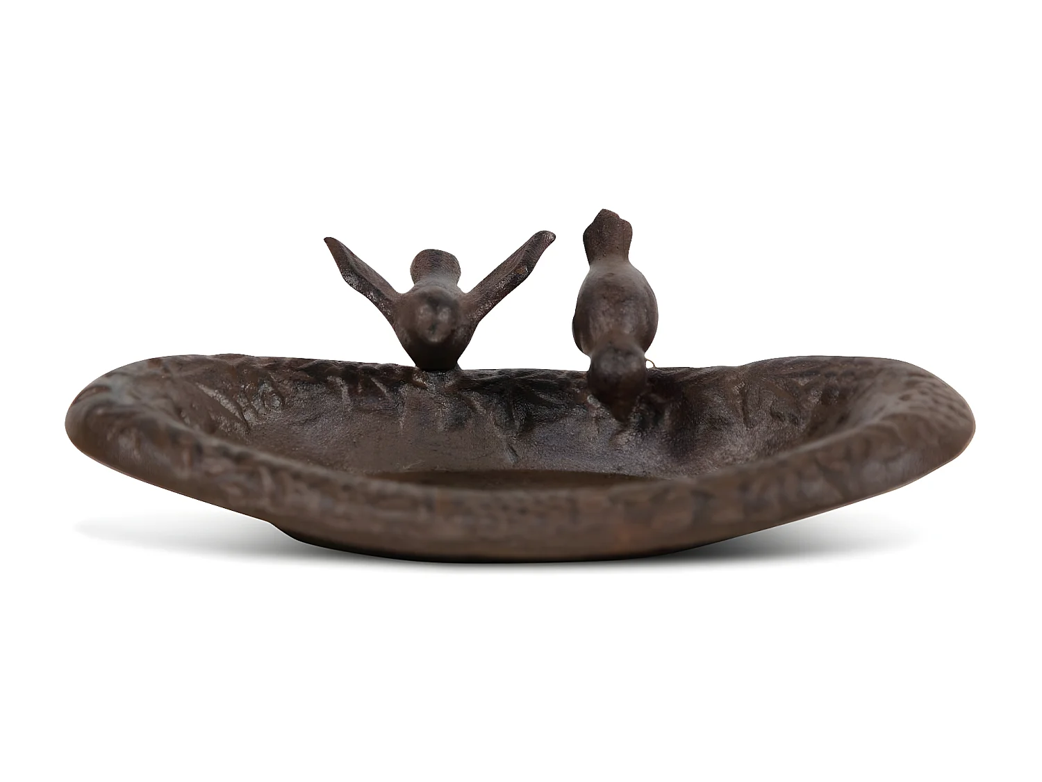Abreuvoir 2 oiseaux fonte 23.5x14.5x6 Fonte Marron - Décoration d'Autrefois