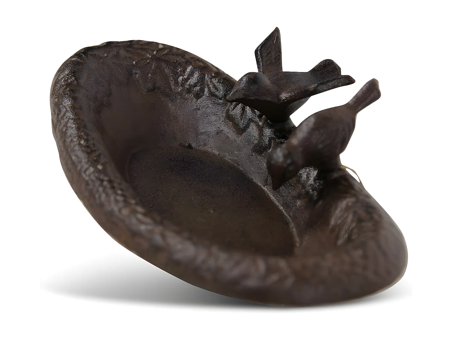 Abreuvoir 2 oiseaux fonte 23.5x14.5x6 Fonte Marron - Décoration d'Autrefois