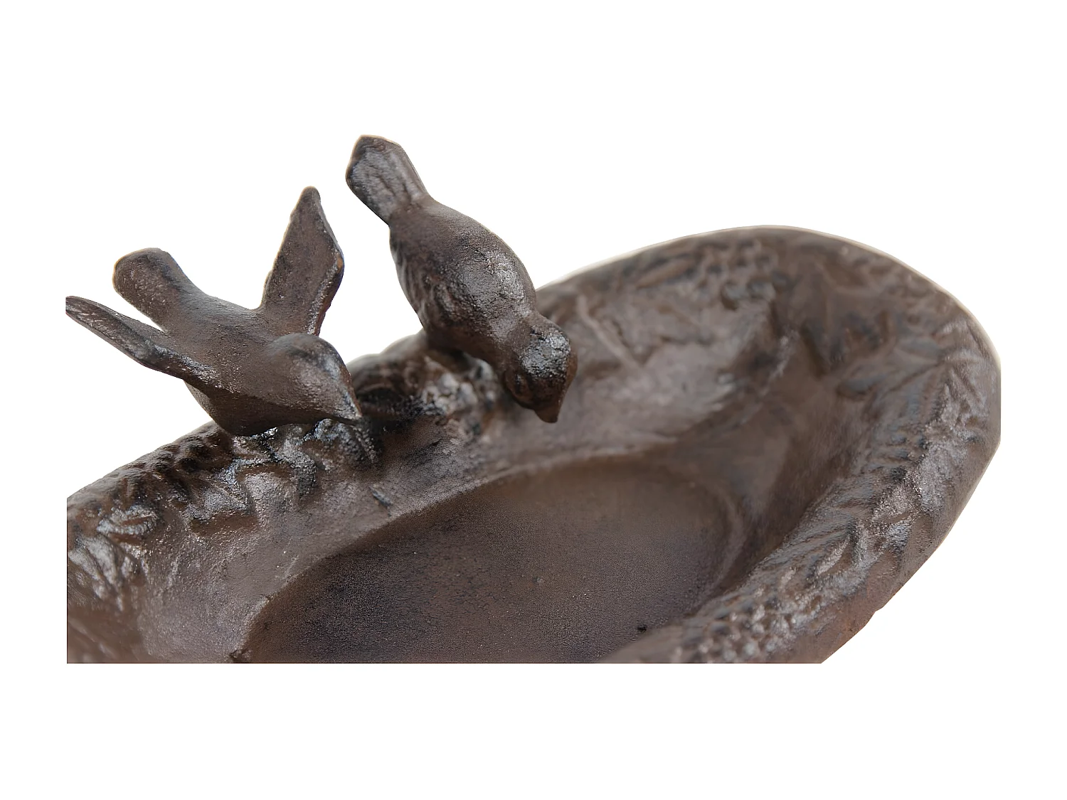Abreuvoir 2 oiseaux fonte 23.5x14.5x6 Fonte Marron - Décoration d'Autrefois