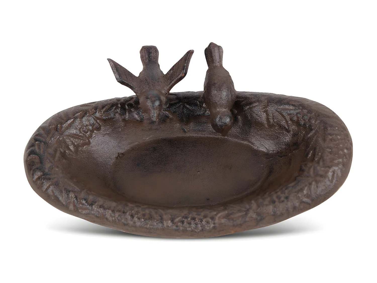 Abreuvoir 2 oiseaux fonte 23.5x14.5x6 Fonte Marron - Décoration d'Autrefois
