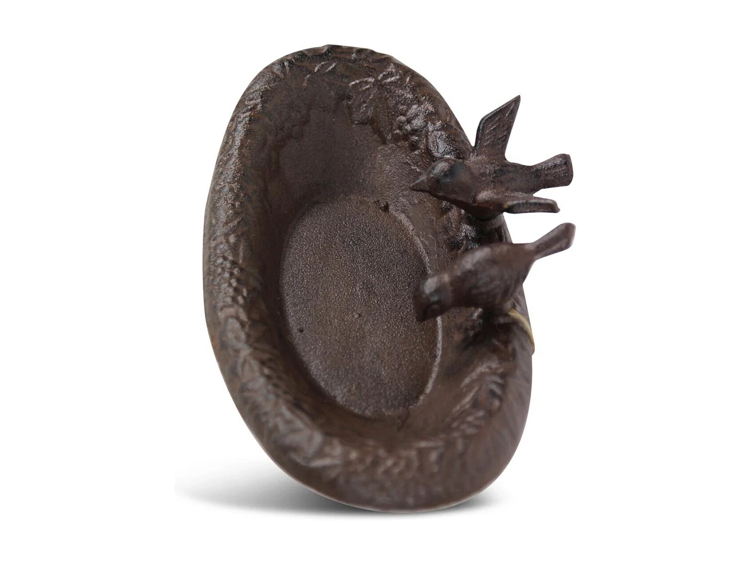 Abreuvoir 2 oiseaux fonte 23.5x14.5x6 Fonte Marron - Décoration d'Autrefois