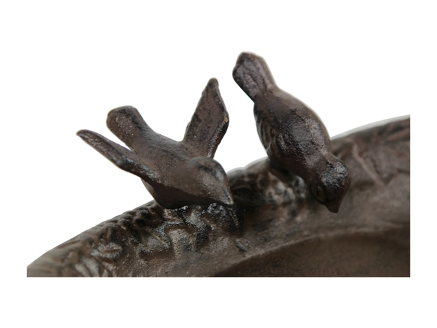 Abreuvoir 2 oiseaux fonte 23.5x14.5x6 Fonte Marron - Décoration d'Autrefois